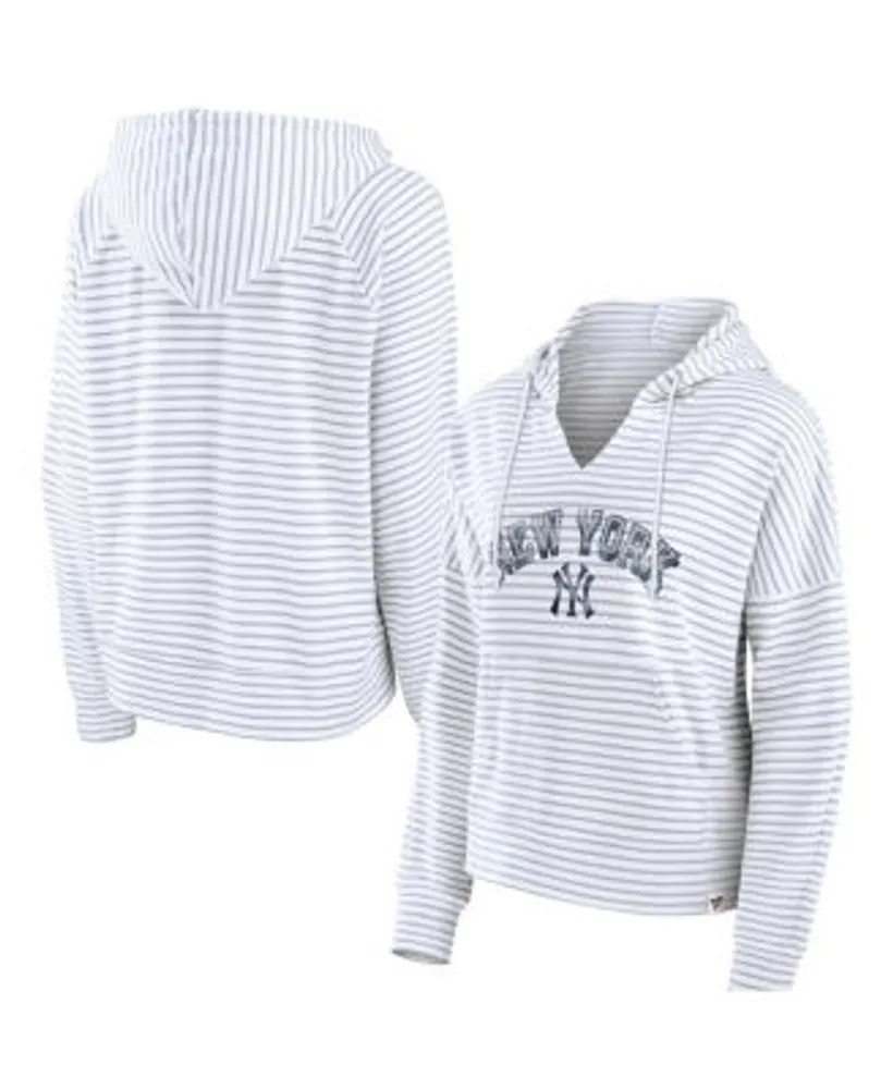 Fanatics Women's Branded White New York Yankees Striped Arch Pullover  Hoodie