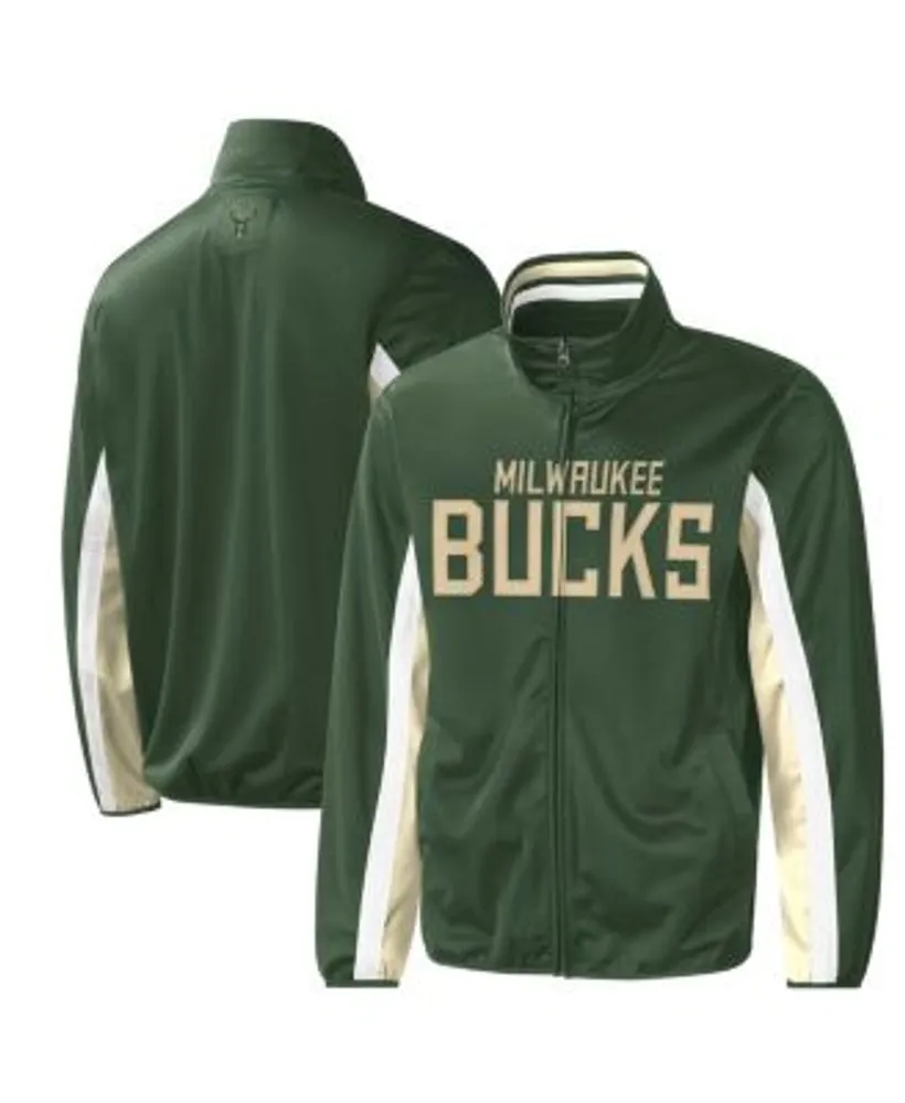 G-III Sports by Carl Banks Men's Hunter Green Milwaukee Bucks Contender  Wordmark Full-Zip Track Jacket