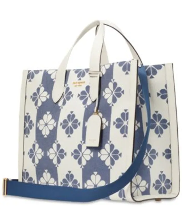 Kate Spade New York Manhattan Spade Flower Jacquard Striped Canvas Large  Tote In Halo White Multi