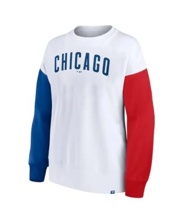 Women's Mitchell & Ness Heathered Gray Chicago Cubs Cooperstown Collection  Logo Lightweight Pullover Sweatshirt