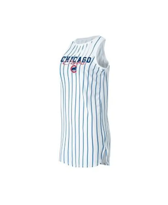 Women's Concepts Sport White New York Mets Reel Pinstripe Knit Sleeveless Nightshirt