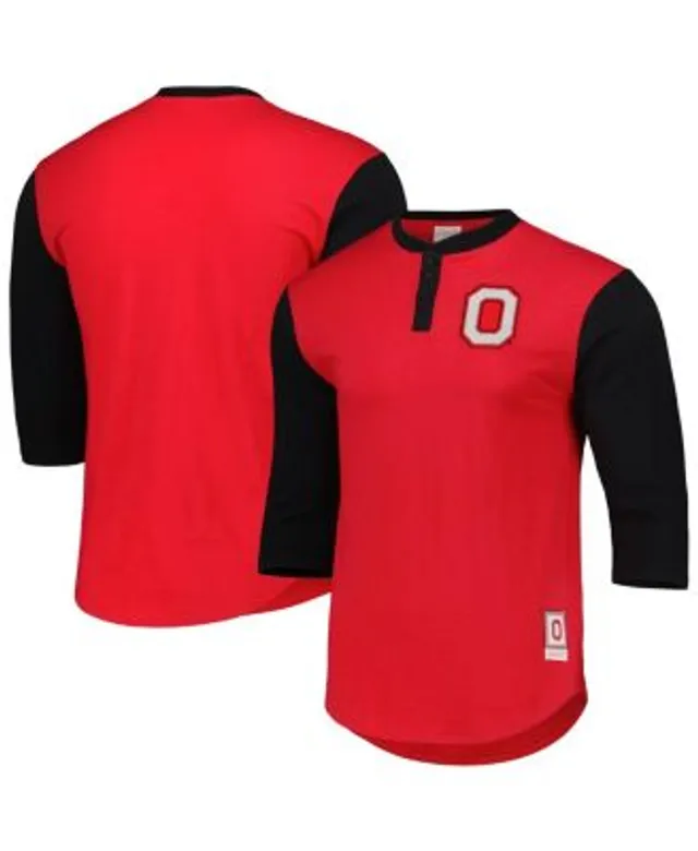 Mitchell & Ness Men's Scarlet Ohio State Buckeyes Legendary Henley  3/4-Sleeve T-shirt