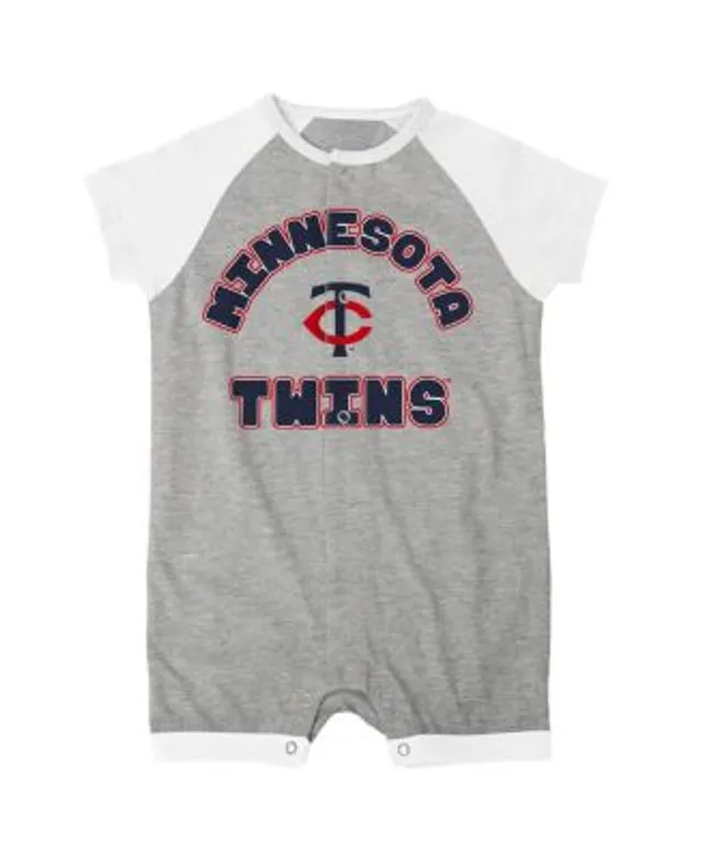 Outerstuff Infant Boys and Girls Heather Gray Detroit Tigers Extra Base Hit  Raglan Full-Snap Romper