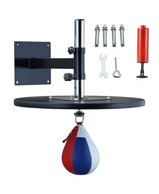 Speed Bag Boxing Punching Bag Wall Mount Height Adjustable, MMA, Martial Arts, and Boxing Equipment for Training at Home, Heavy-Duty Steel Platform, Strong PVC Leather, 9" H x 7" Dia.