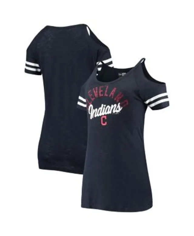 Cleveland Indians New Era Women's Scoop Neck Side Tie T-Shirt - Navy