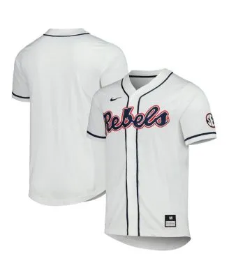 Men's Nike Powder Blue Ole Miss Rebels Full-Button Replica Baseball Jersey