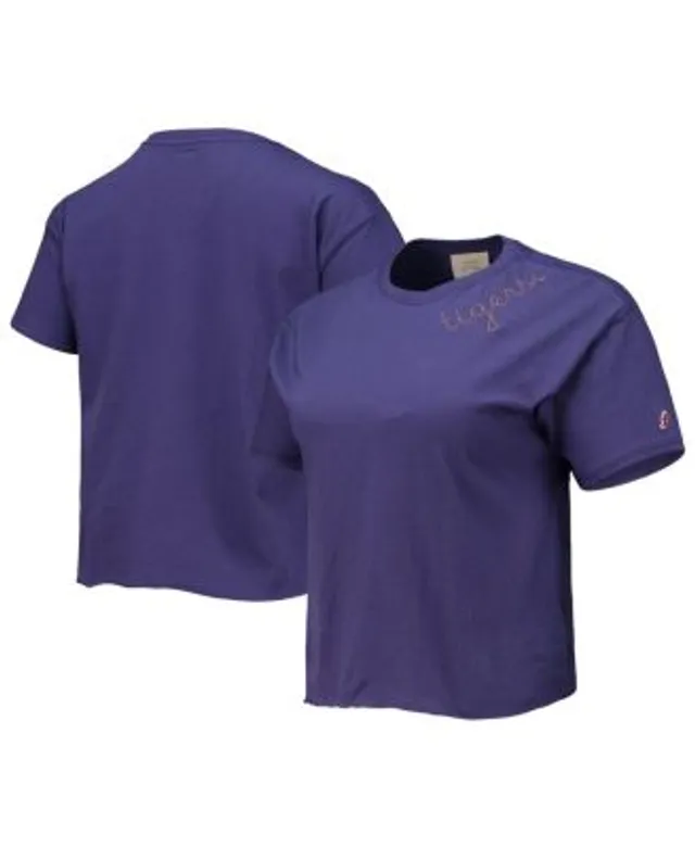 Women's League Collegiate Wear Purple Clemson Tigers Clothesline Cropped T-Shirt Size: Small