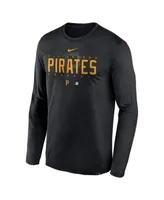 Men's Pittsburgh Pirates Nike Black Authentic Collection Legend 3/4-Sleeve  Raglan Performance T-Shirt