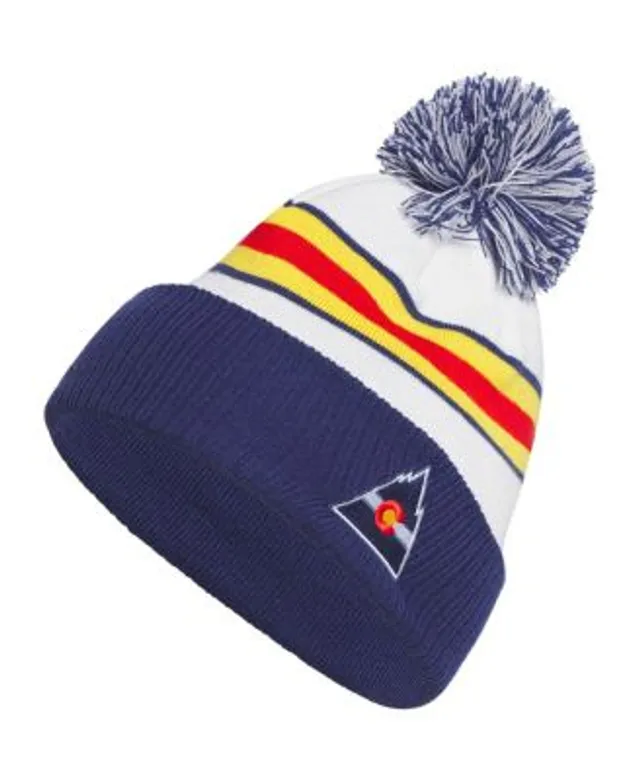 Adidas Men's Navy Colorado Avalanche Team Classics Striped Cuffed Knit Hat  with Pom