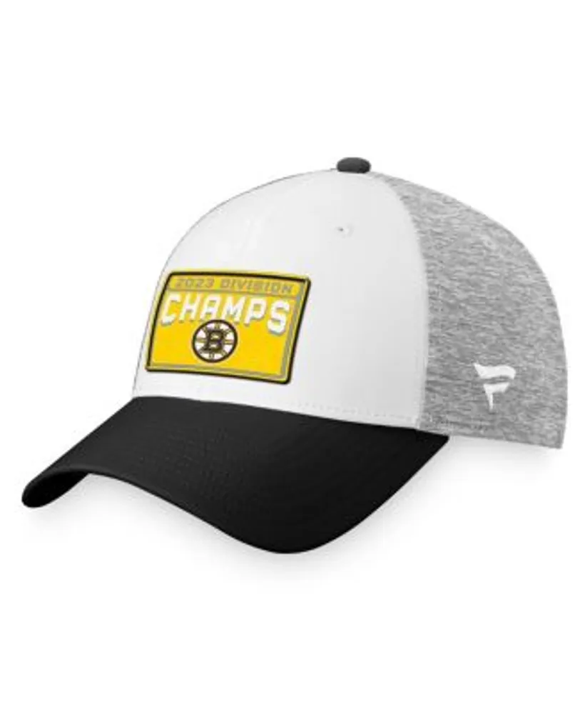 Fanatics Men's Branded White, Black Boston Bruins 2023 Atlantic Division Champions  Locker Room Adjustable Hat