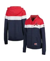 New Era Women's Navy Atlanta Braves Colorblock Full-Zip Hoodie