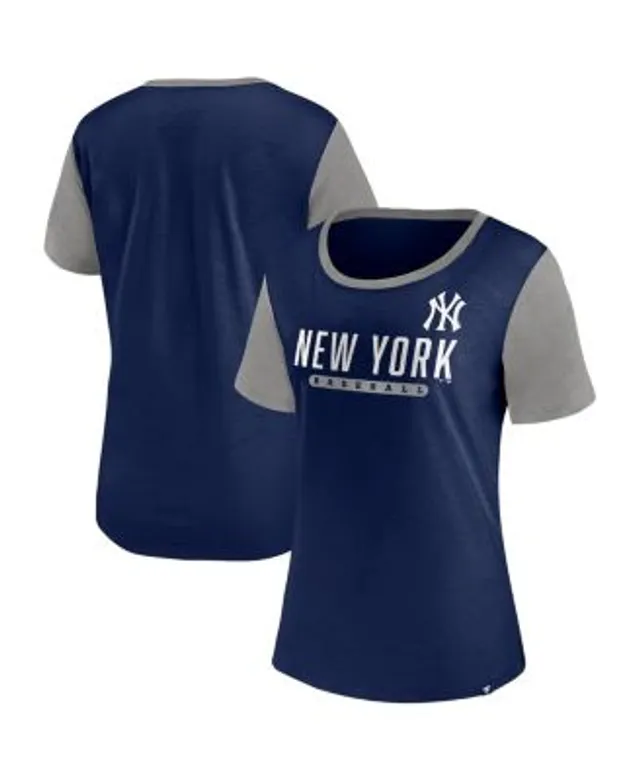 Women's New York Yankees White/Navy Plus Size Notch Neck T-Shirt