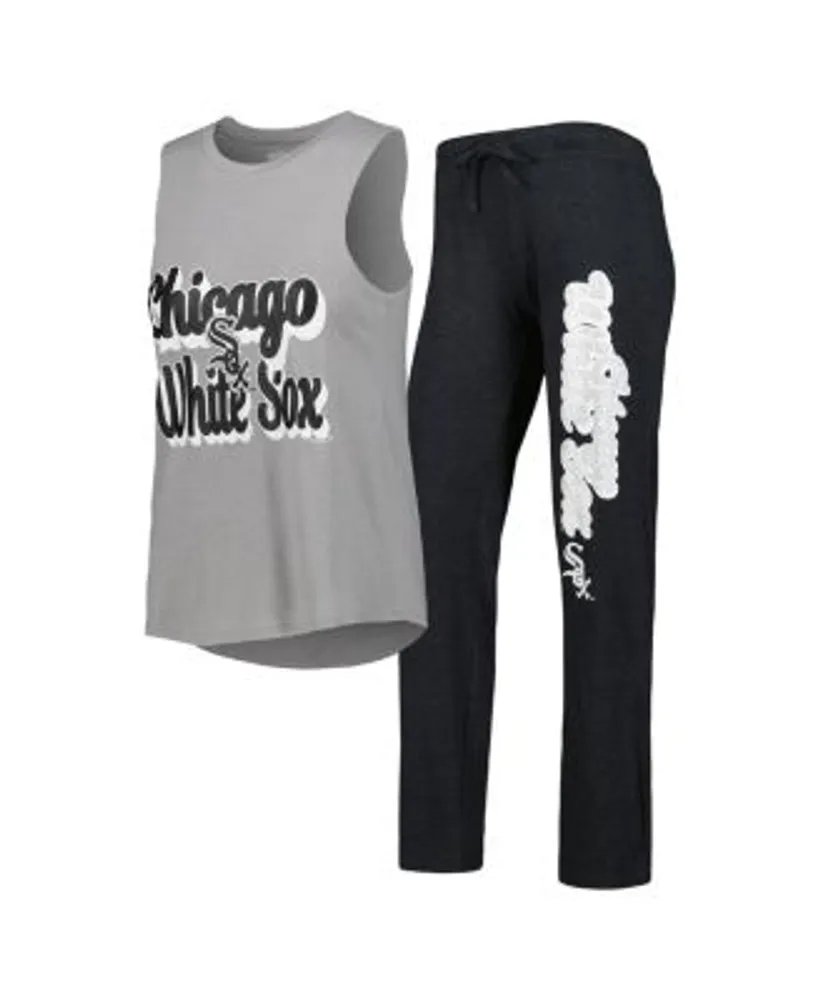 Concepts Sport Women's Heather Black, Gray Chicago White Sox Wordmark Meter  Muscle Tank Top and Pants Sleep Set
