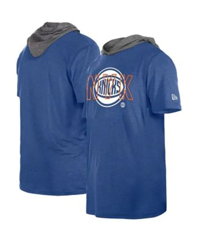 Men's New York Knicks Mitchell & Ness Heathered Blue Slugfest Raglan Henley  Hoodie