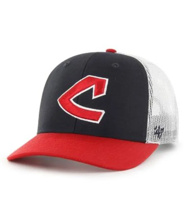 47 Brand Navy, Red Cleveland Guardians Sidenote Trucker Snapback Hat for  Men