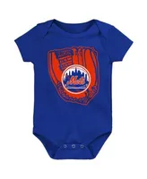 Outerstuff Newborn & Infant New York Mets Royal/Orange/Heathered Gray Game Time Three-Piece Bodysuit Set