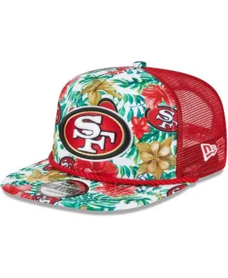 Men's New Era Scarlet San Francisco 49ers Old School Golfer Trucker  Snapback Hat