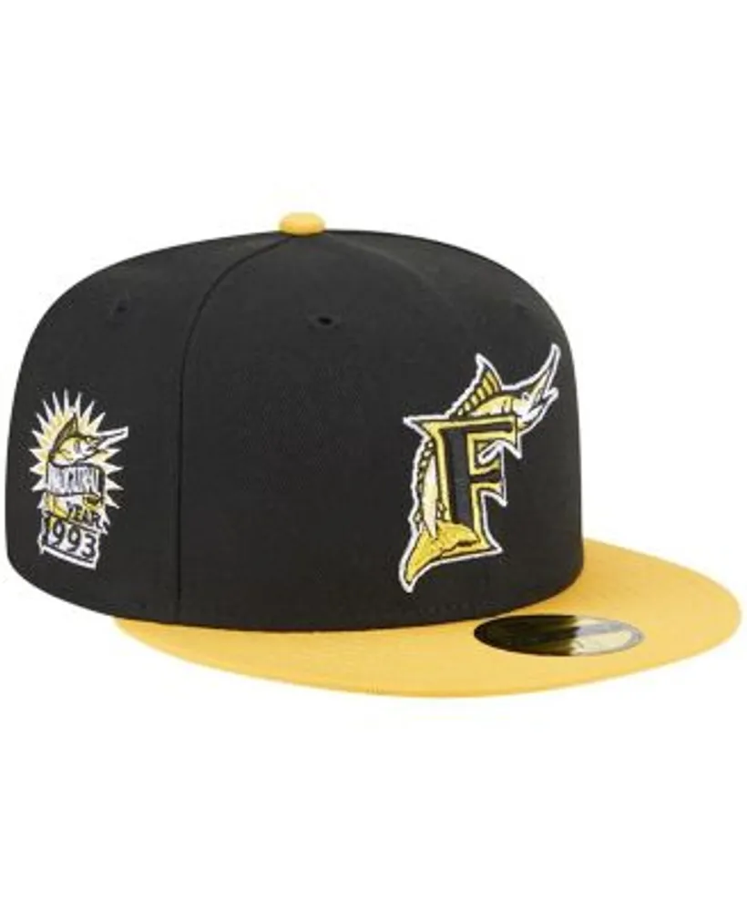 New Era Men's Black, Gold Florida Marlins 59FIFTY Fitted Hat