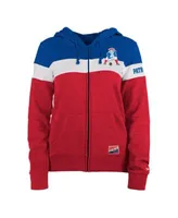 New Era Women's Navy, Red New England Patriots Throwback Colorblock  Full-Zip Hoodie