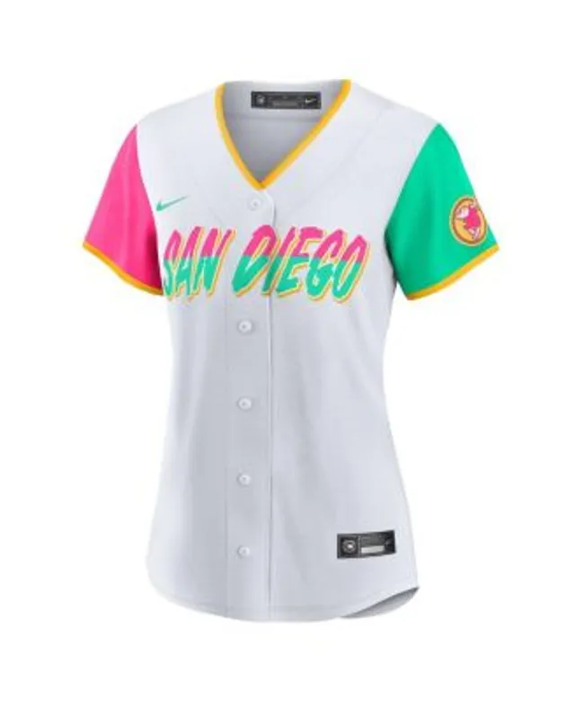 What is San Diego Padres Tatis Jr. Machado Darvish 2022 City Connect White  Green Replica Baseball Jerseys