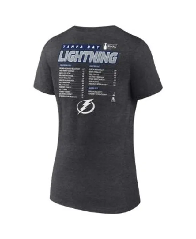 Men's Fanatics Branded Heathered Gray Tampa Bay Lightning 2021 Stanley Cup  Champions Jersey Roster T-Shirt 