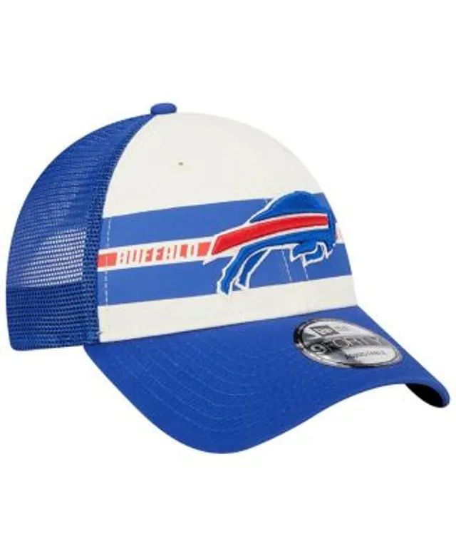 New Era Men's Cream, Royal Buffalo Bills Team Stripe Trucker 9FORTY  Snapback Hat