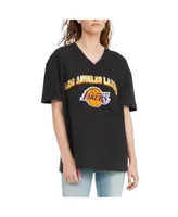 Tommy Jeans Women's Black Los Angeles Lakers Ashley V-Neck T-shirt