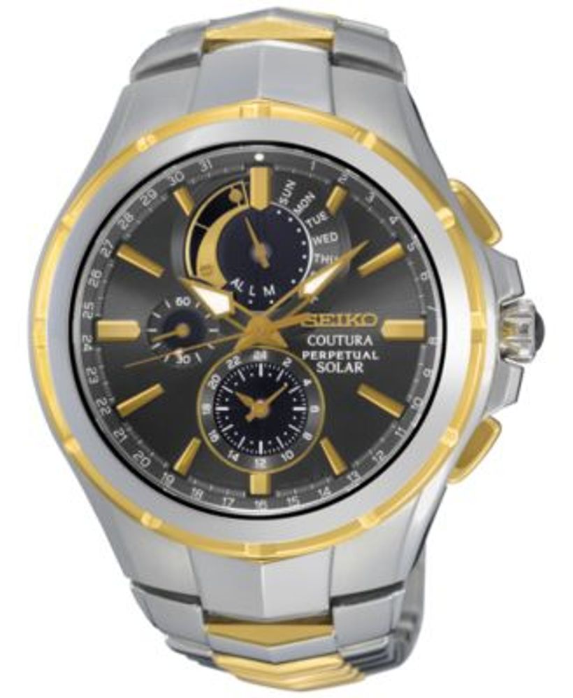 Seiko Men's Solar Chronograph Coutura Two-Tone Stainless Steel Bracelet  Watch 44mm SSC376 | Dulles Town Center