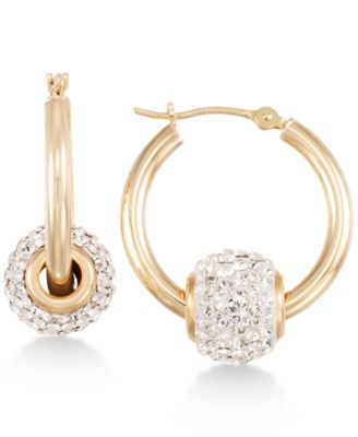 Crystal Fireball Hoop Earrings in 10k Gold