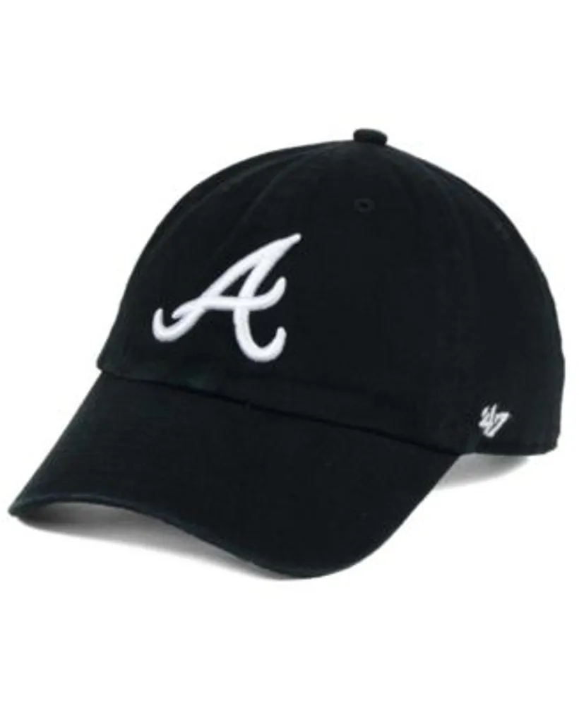 Men's Atlanta Braves '47 Black on Black Logo Clean Up Adjustable Hat