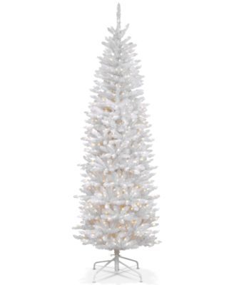 7' Kingswood White Fir Hinged Pencil Tree with 300 Clear Lights