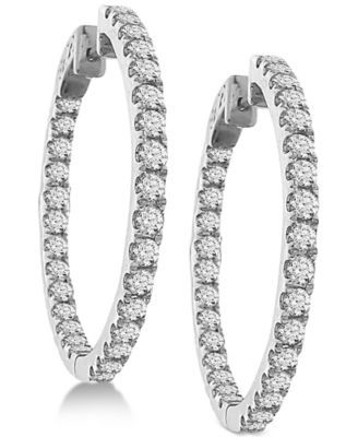 Diamond and Out Hoop Earrings (3 ct. t.w.) 14k White or Yellow Gold