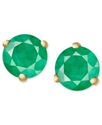 14k Gold Earrings, Emerald Stud (3/4 ct. t.w.)