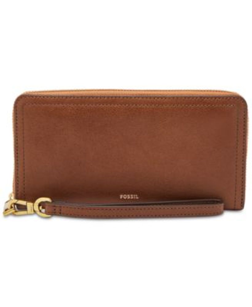 Fossil Brown Logan Zip Card Case