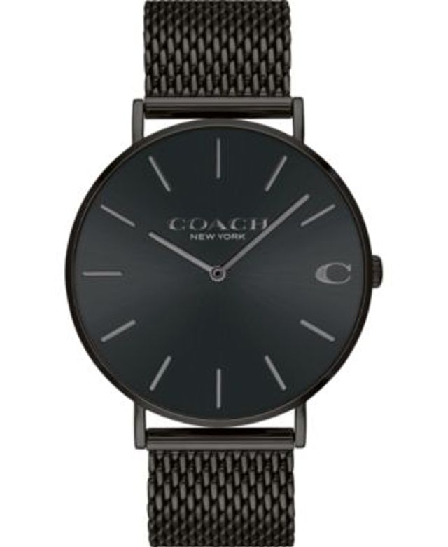 Men's Charles Black Stainless Steel Mesh Bracelet Watch 36mm 