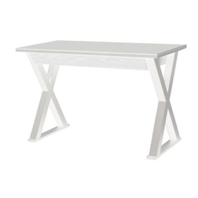 Home Office 48" Glass Metal Computer Desk - White