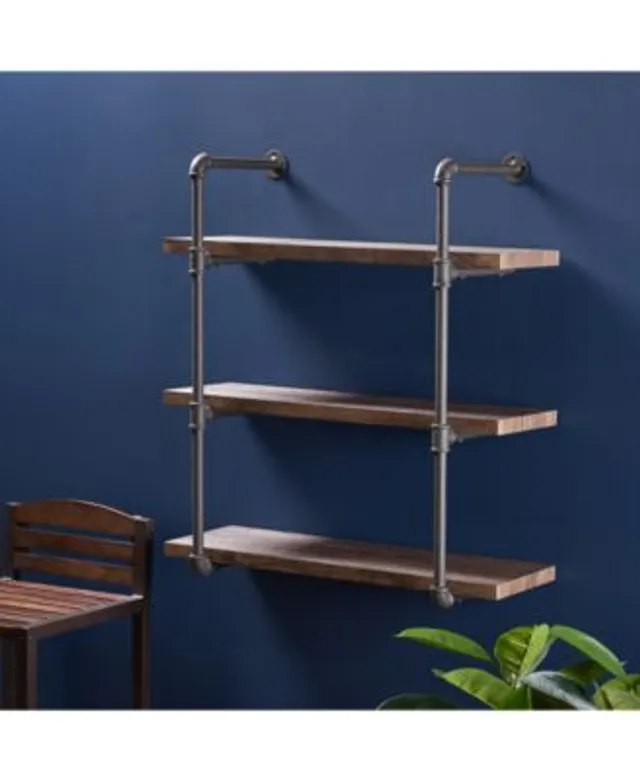 Honey Can Do Three-Tier Black Industrial Wall Shelf