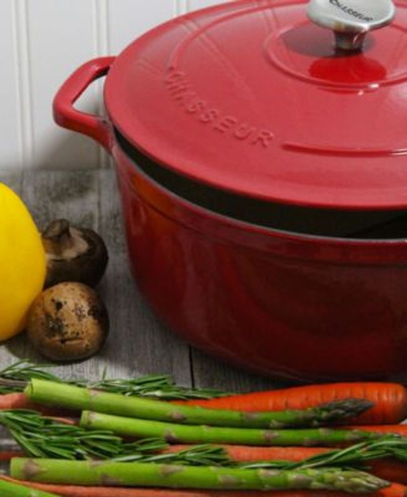 Chasseur French Enameled Cast Iron 6.25 qt. Round Dutch Oven - Red