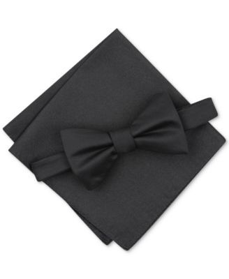 Men's Solid Texture Pocket Square and Bowtie