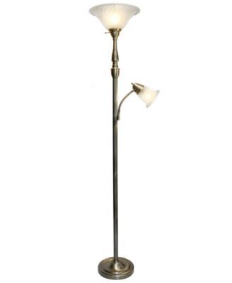 Elegant Designs 2 Light Mother Daughter Floor Lamp with White Marble Glass