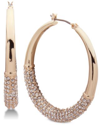 Medium Ombré Pavé Hoop Earrings, Created for Macy's 1-1/3" 