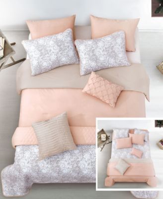 Katie Blush 6 Pc Twin Layered Comforter and Coverlet Set