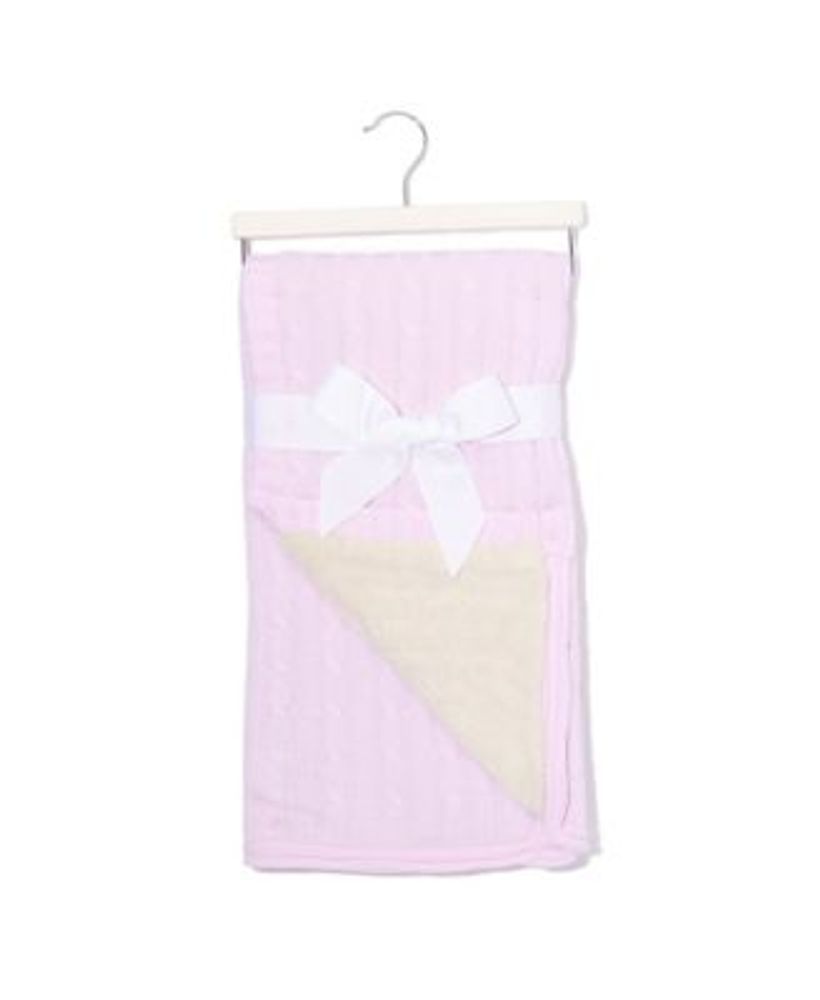 Baby Girl Cable Knit Sherpa Blanket