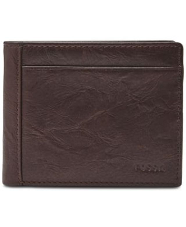 Fossil Men's Derrick RFID-Blocking Leather Bifold Wallet with Flip ID  Window for Men