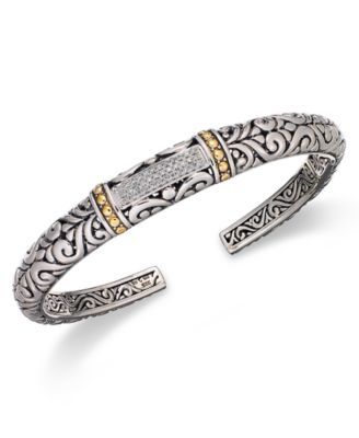Balissima by EFFY® Diamond Swirl Bangle (1/6 ct. t.w.)  in 18k Gold and Sterling Silver