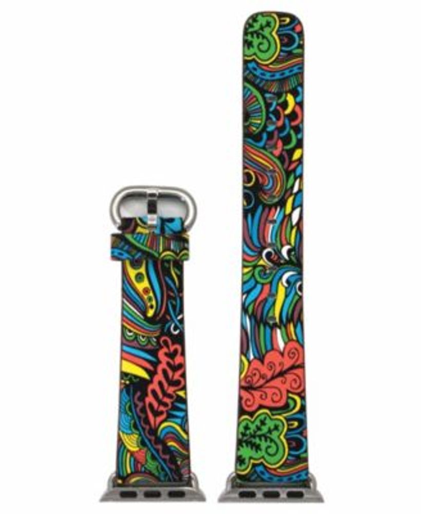 Women's Floral Print Leather Apple Watch Strap 38mm