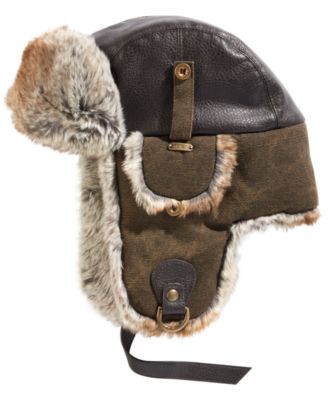 Men's Canvas Faux-Leather Trapper Hat