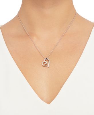 Diamond Heart Pendant Necklace (1/10 ct. t.w.) in Sterling Silver 