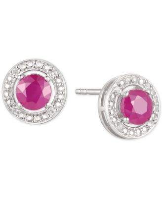 Sapphire (5/8 ct. t.w.) & Diamond Accent Stud Earrings Sterling Silver (Also Available Emerald and Ruby)