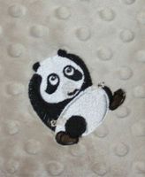 Minky Baby Girl Blanket With Embroidered Panda